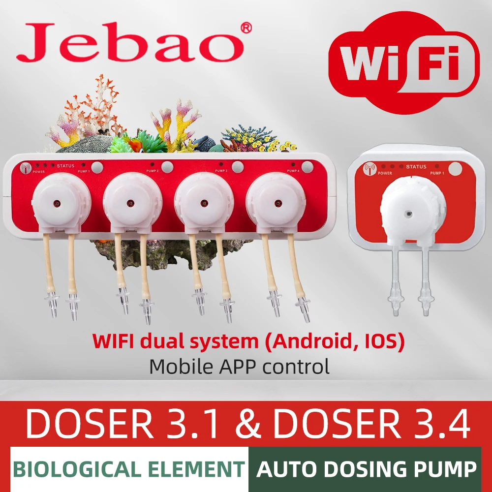 Aquarium Marine Filter - Jebaoウォーターポンプフィルター自動投薬ポンプ自動マリンリーフドーザー3.1 3.4 MD4.4 WIFI制御12V 3W 9W水槽アクセサリー