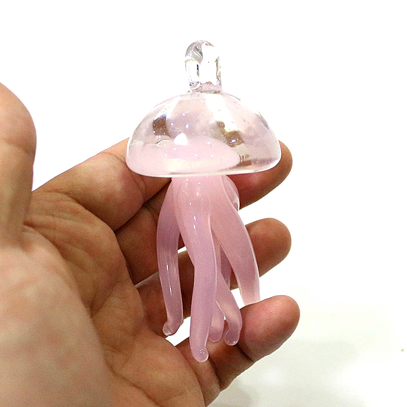 Aquarium And Marine - ピンククラゲガラスペンダントかわいい海洋動物魅力装飾品家庭用部屋窓水族館屋外庭園吊り海洋生物装飾補給品アクセサリー