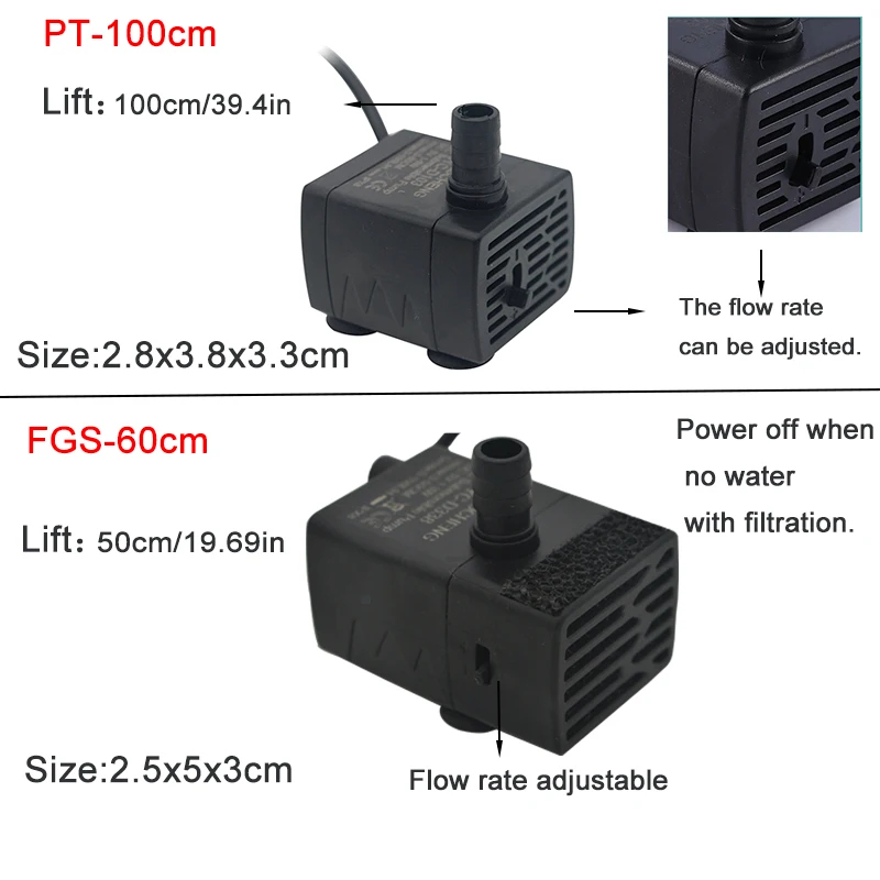 USB水槽用水中ポンプ、5V 5Wミニ調整可能流量フィルター - Aquarium Marine Filter のレビューと価格