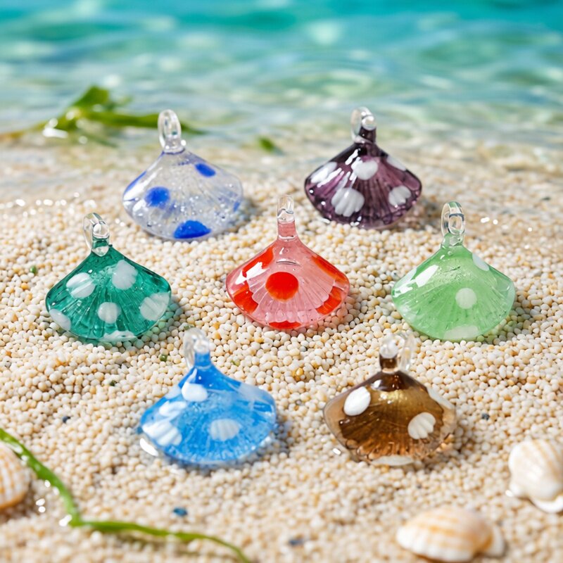 カラフルなミニ貝殻チャームガラスペンダントかわいい海洋生物の - Aquarium And Marine のレビューと価格