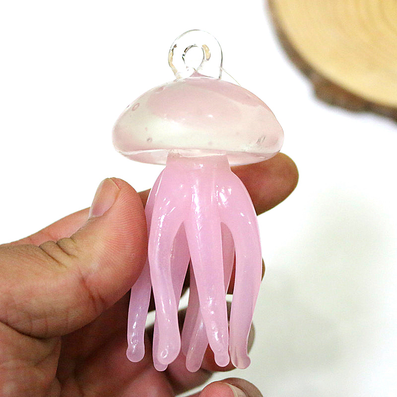 ピンククラゲガラスペンダントかわいい海洋動物魅力装飾品家庭用 - Aquarium And Marine のレビューと価格